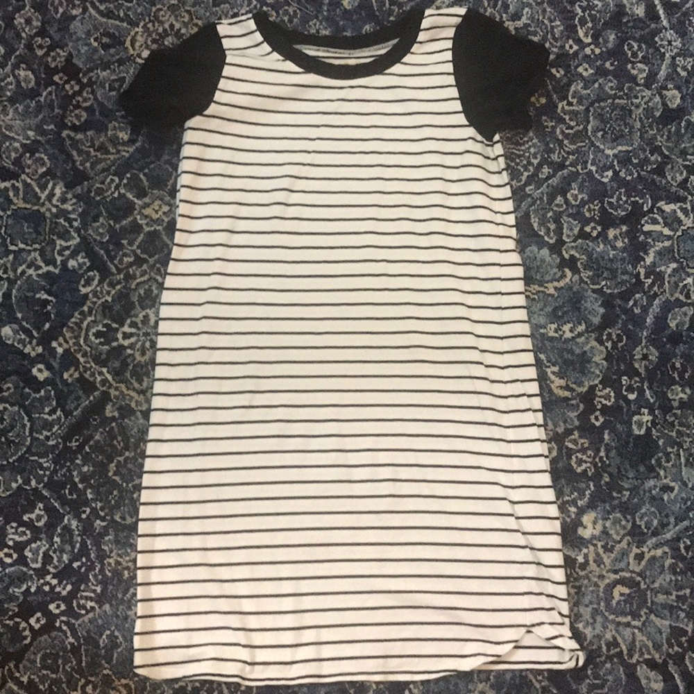Hollister navy and white striped t-shirt dress